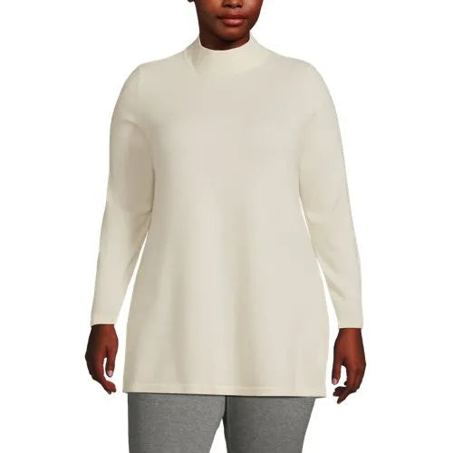 Women's Cashmere Mock Neck Swing Tunic Sweater