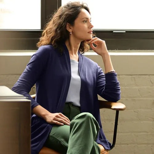 Women's Long Sleeve Supima Micro Modal Open Cardigan Tunic