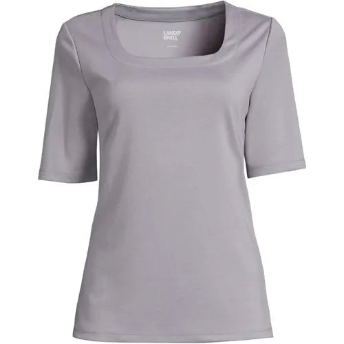 Women's Elbow Sleeve Ponte Square Neck Top
