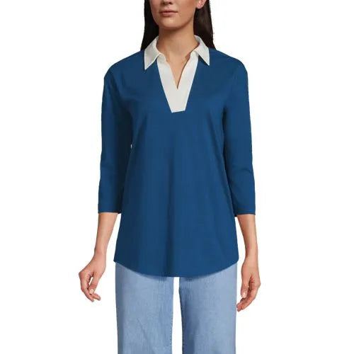 Women's 3/4 Sleeve Super T Collared Popover Tunic