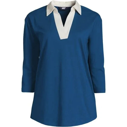 Women's 3/4 Sleeve Super T Collared Popover Tunic