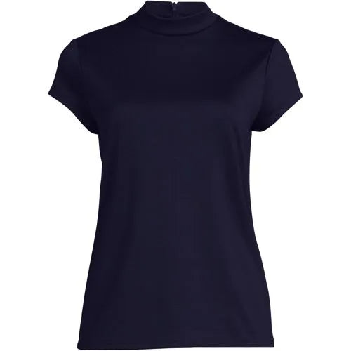 Women's Knit Mini Mock Cap Sleeve Top
