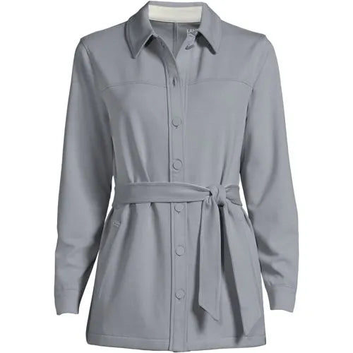 Women's Ponte Belted Modern Shirt Jacket