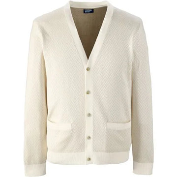 Unisex Herringbone Long Sleeve Button Front Cardigan Sweater