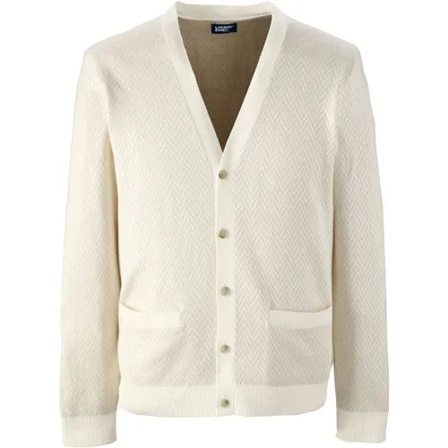 Unisex Herringbone Long Sleeve Button Front Cardigan Sweater