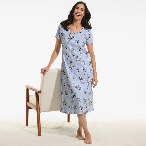 Women's Cotton Short Sleeve Midcalf Nightgown