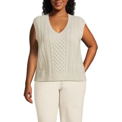 Women's Plus Size Cable Vest Sweater