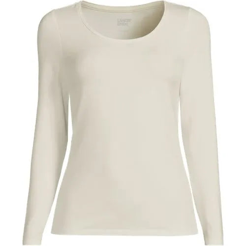 Women's Lightweight Jersey Skimming Long Sleeve Scoop Neck T-shirt
