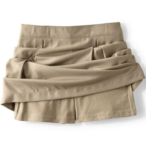 Girls Solid Pleated Skort Top of Knee