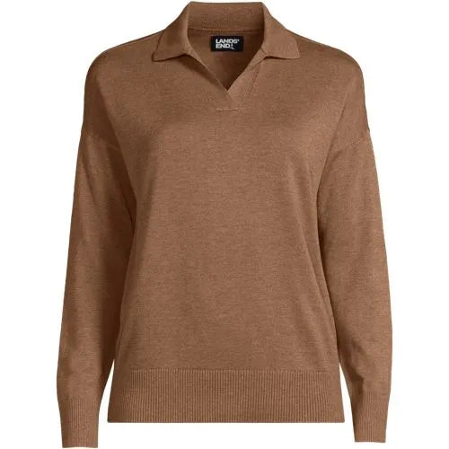 School Uniform Women's Cotton Modal Long Sleeve Polo Collar Sweater