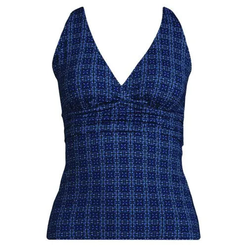 Women's D-Cup V-neck Plunge X Back Tankini Top