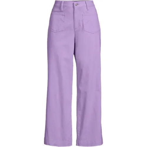 Women's High Rise Patch Pocket Wide Leg Chino Crop Pants
