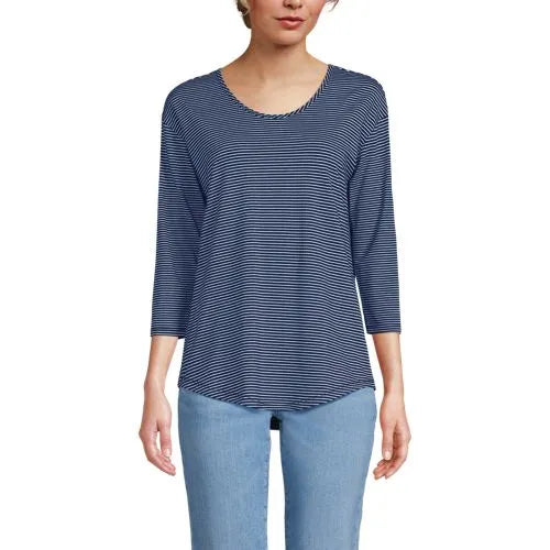 Women's 3/4 Sleeve Lightweight Jersey Shirttail Tee