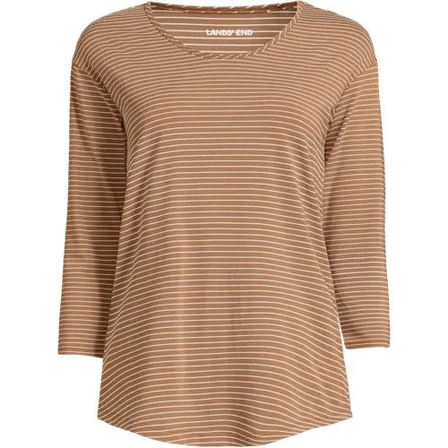 Women's 3/4 Sleeve Lightweight Jersey Shirttail Tee