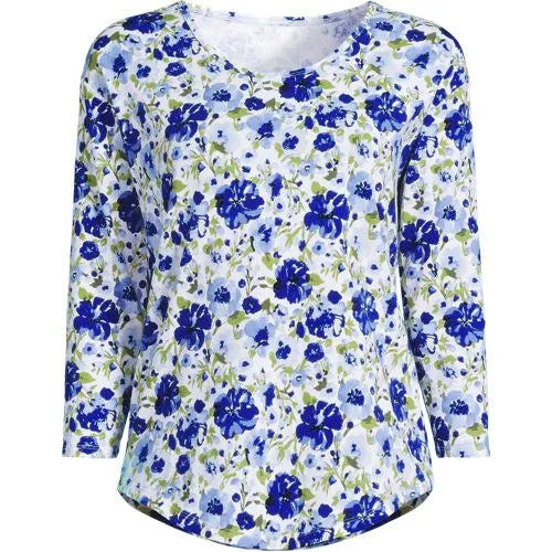 Women's 3/4 Sleeve Lightweight Jersey Shirttail Tee