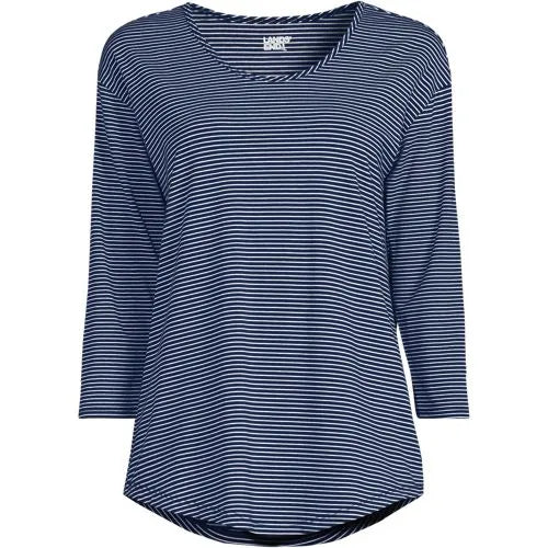 Women's 3/4 Sleeve Lightweight Jersey Shirttail Tee