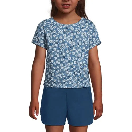Girls Short Sleeve Slub Crewneck Top
