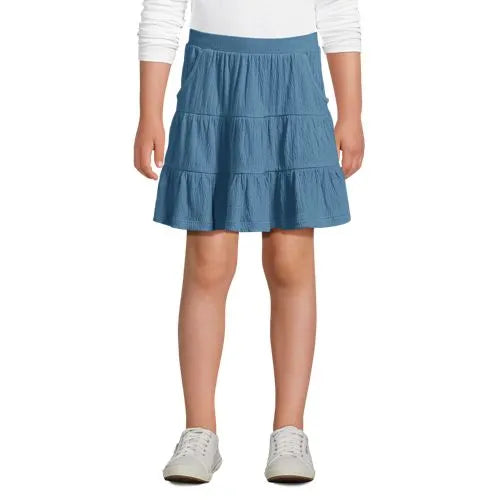 Girls Knit Gauze Tiered Skirt