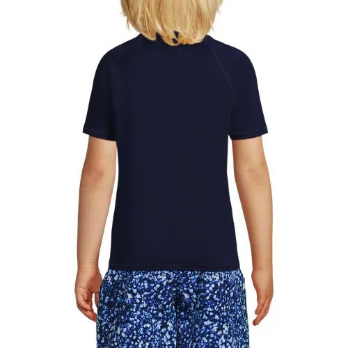 Boys Chlorine Resistant Short Sleeve Crew Neck UPF 50 Rash Guard