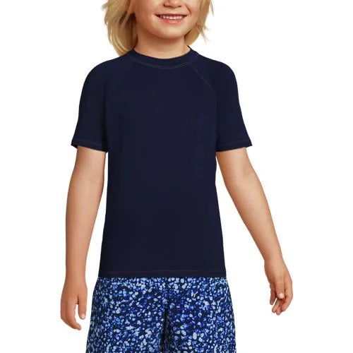 Boys Chlorine Resistant Short Sleeve Crew Neck UPF 50 Rash Guard