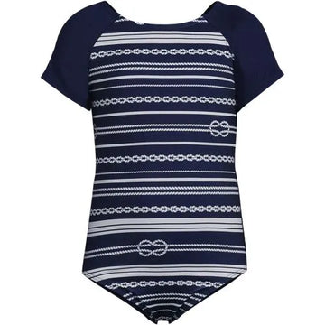 Girls Cap Sleeve Portrait One Piece Swimsuit