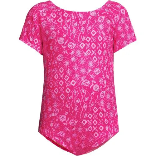 Girls Cap Sleeve Portrait One Piece Swimsuit