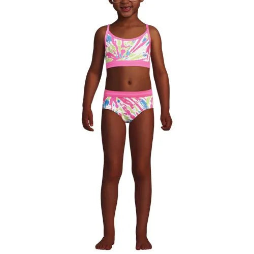 Girls Plus Chlorine Resistant Rash Guard Swim Top Bikini Top and Bottoms UPF 50 Swimsuit Set