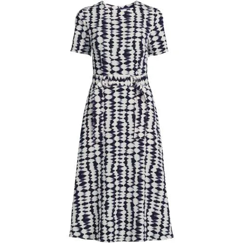 Women's Regular Poly Twill Short Sleeve Belted Dress