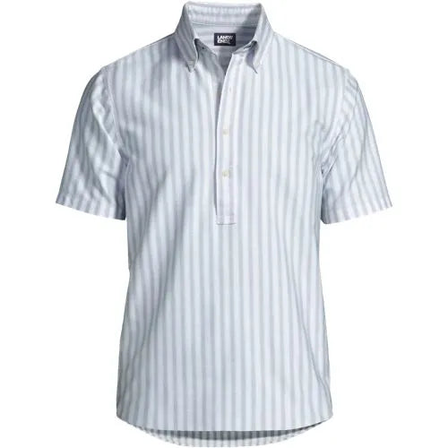 Men's Cotton Oxford Short Sleeve Button Collar Popover