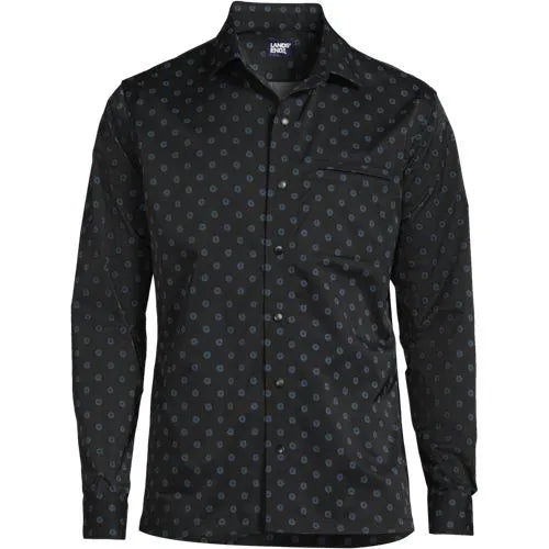 Men's Slim Performance Stretch Long Sleeve Spread Collar Shirt