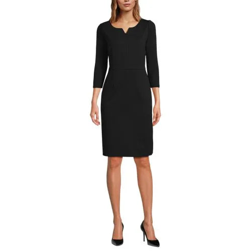 School Uniform Women's Ponte 3/4 Sleeve Notch Neck Dress