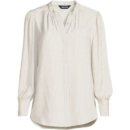 Women's Banded Collar Button Front Shirt