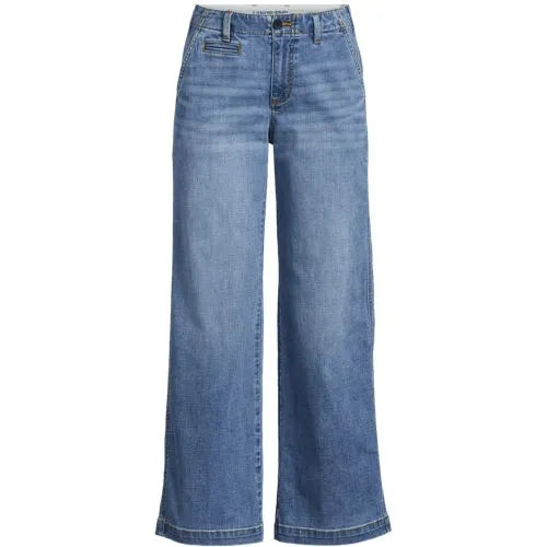 Women's Plus Size Mid Rise Denim Wide Leg Ankle Jeans
