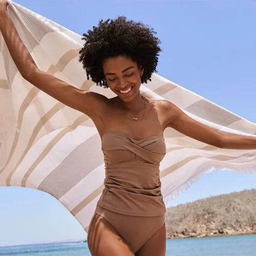 Women's Shine Wrap Bandeau Tankini Swimsuit Top