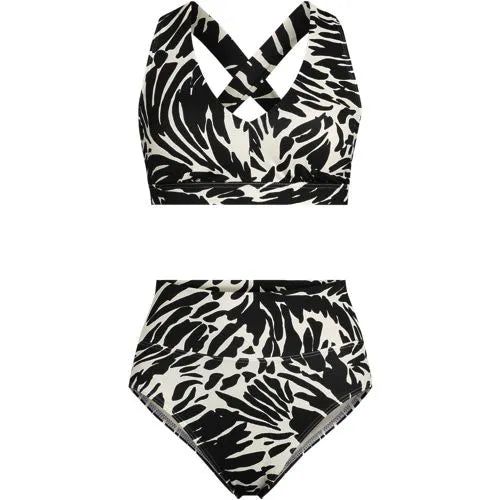 Women's Plus Size V-neck Bikini and High Waisted Bottom Swimsuit Set