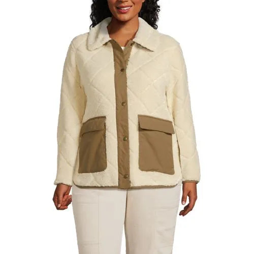 Women's Plus Size Fleece Sherpa Quilted Jacket