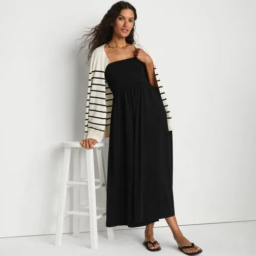 Women's Cupro Bandeau Maxi Dress with Removable Straps