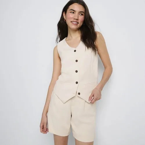 Women's Crepe Button Front Vest