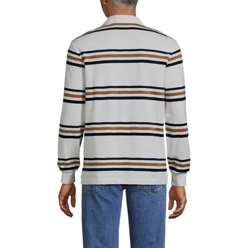 Men's Long Sleeve Lightweight Slub Rugby Polo
