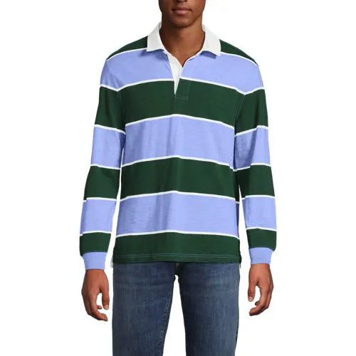 Men's Long Sleeve Lightweight Slub Rugby Polo