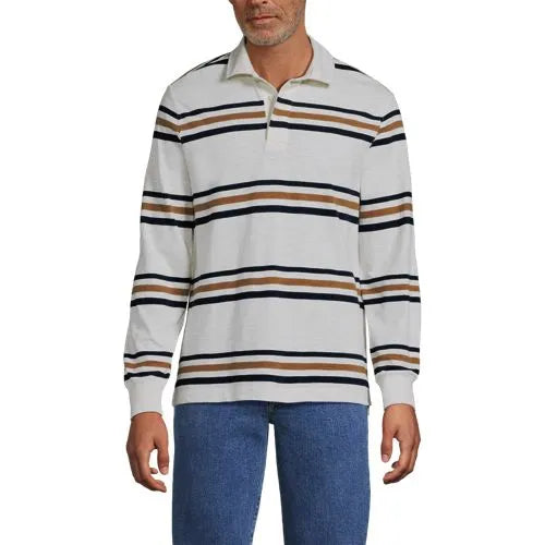Men's Long Sleeve Lightweight Slub Rugby Polo