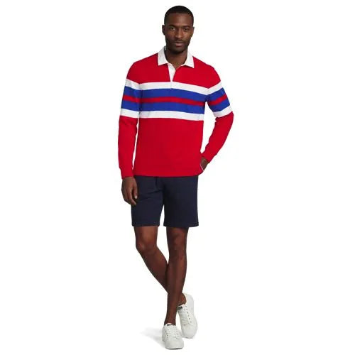Men's Long Sleeve Lightweight Slub Rugby Polo