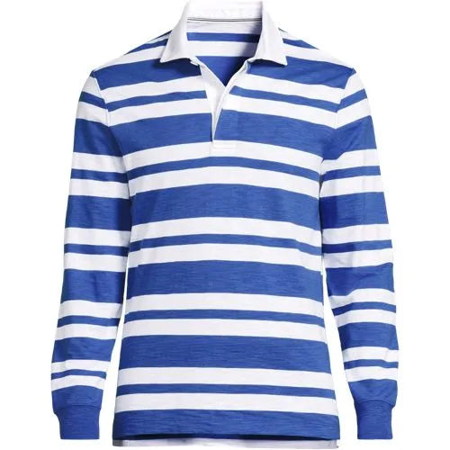 Men's Long Sleeve Lightweight Slub Rugby Polo