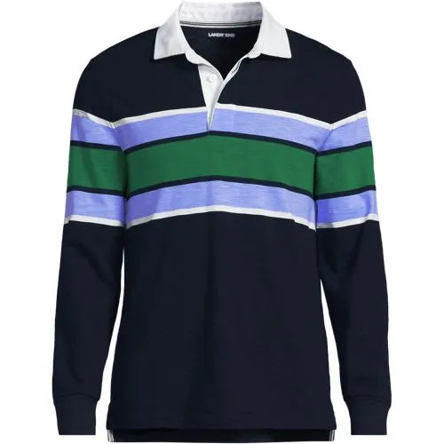 Men's Long Sleeve Lightweight Slub Rugby Polo