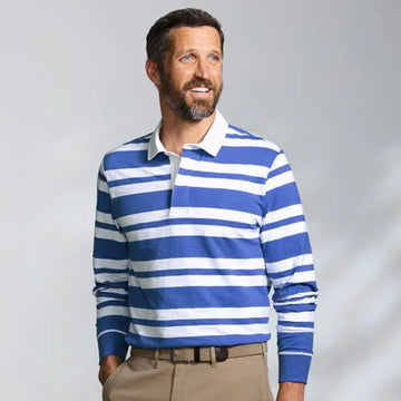 Men's Long Sleeve Lightweight Slub Rugby Polo