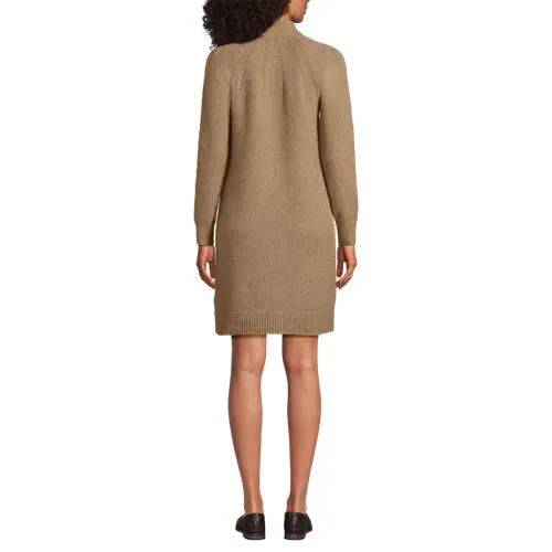 Women's Boucle Long Sleeve Raglan Mock Neck Sweater Dress