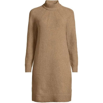 Women's Boucle Long Sleeve Raglan Mock Neck Sweater Dress