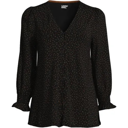 Women's 3/4 Sleeve Lightweight Jersey Button Front Top