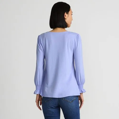 Women's 3/4 Sleeve Lightweight Jersey Button Front Top
