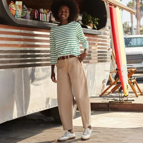 Women's Chino High Rise Barrel Leg Utility Ankle Pants